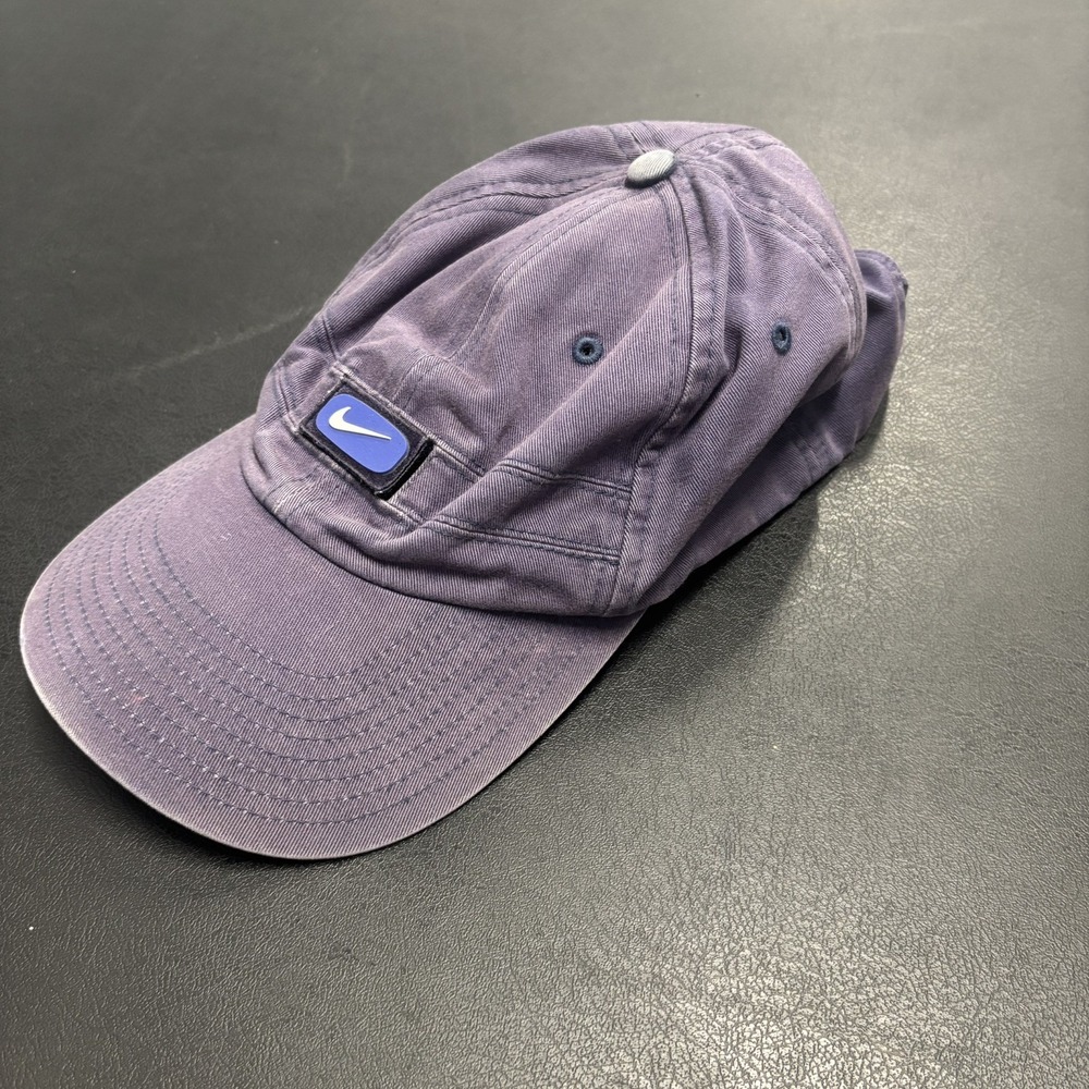Vintage Nike Hook It Up Hat Cap Blue Interchangeable Logo Faded Adjustable Strap